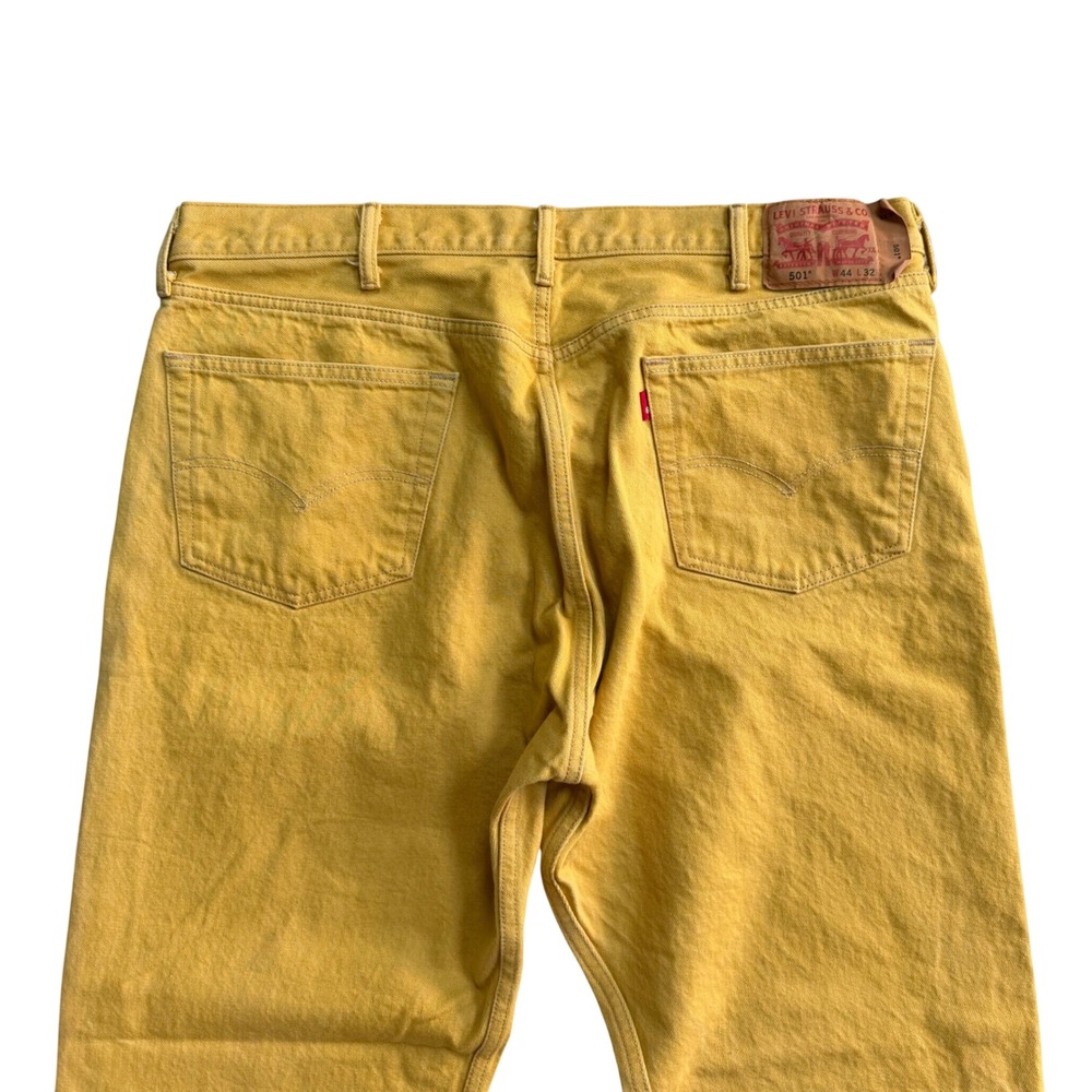Levis 501 Original Fit Mustard Yellow Denim Jeans Mens 44x29.5 - Picture 3 of 9